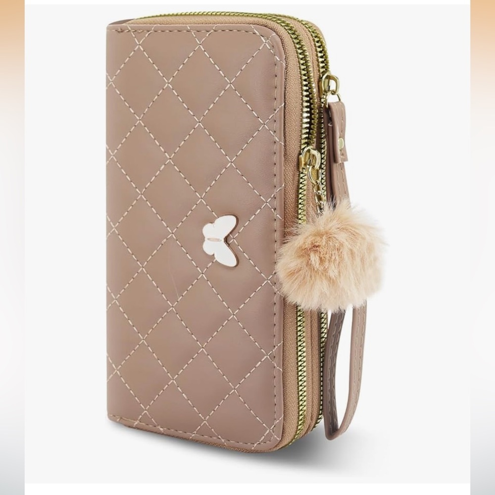 🆕Womens Wristlet Wallets, PU Leather Clutch Wallet Double Zipper